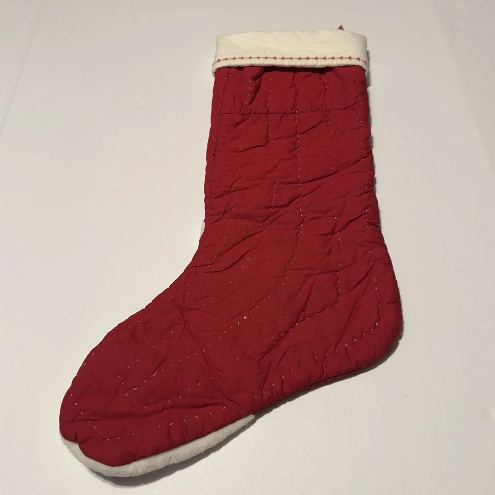 Red Quilted Snowman Christmas Tree Stocking 